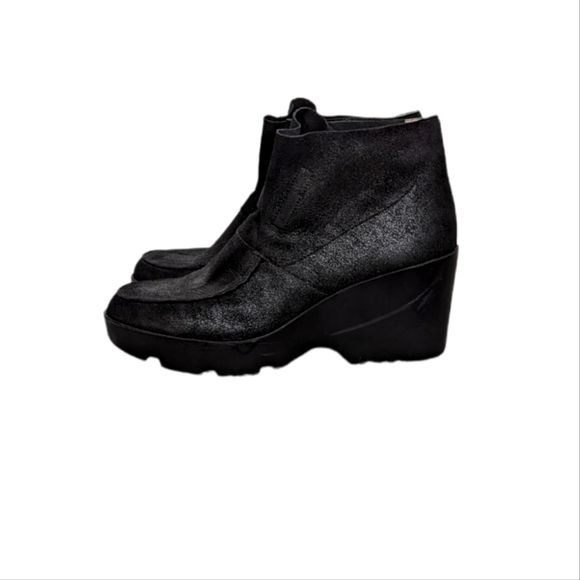 Eileen Fisher Shoes Women's Sz 7.5 Black Suede Wedge Platform Slip On - Picture 10 of 12